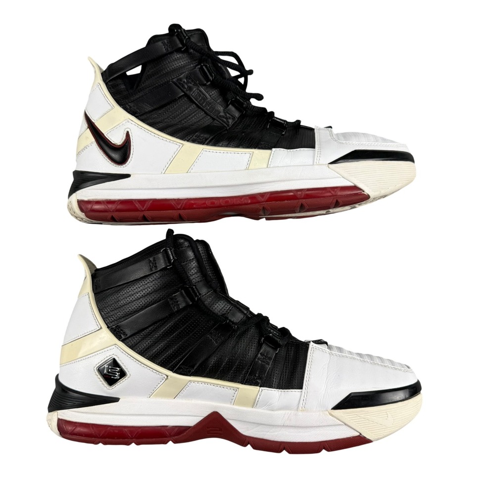 Nike Zoom LeBron III 3 White Black Varsity Crimson 312147-101 Mens 9 Vintage 05